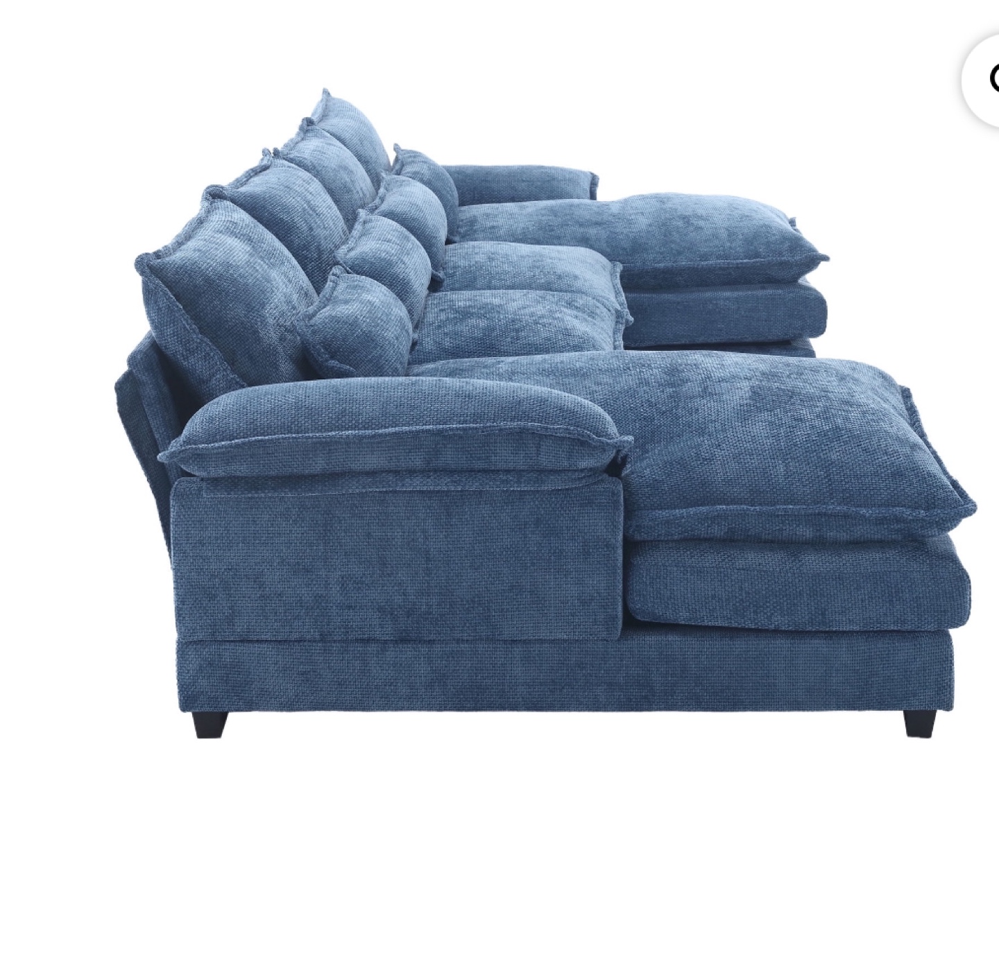 Sectional Sofa - Blue Velvet L-Shape Couch with Pillows - photo 4