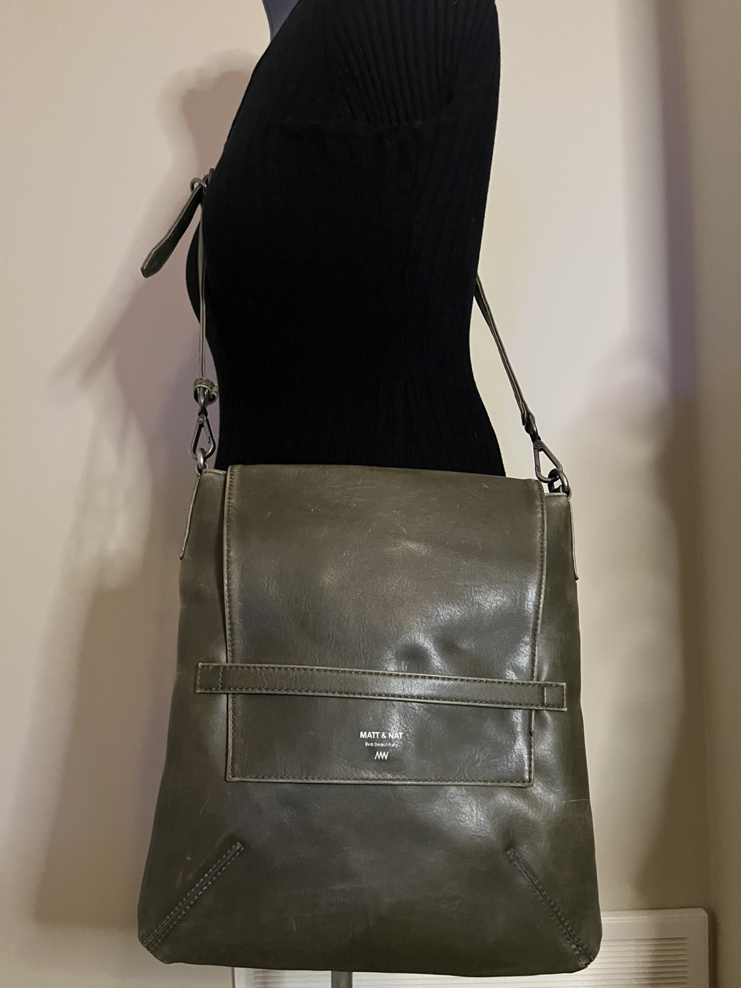 Matt & Nat Olive Green Vegan Leather Crossbody Bag