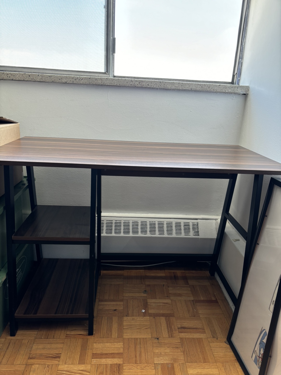 Brown Wooden Desk with Black Metal Frame - photo 2