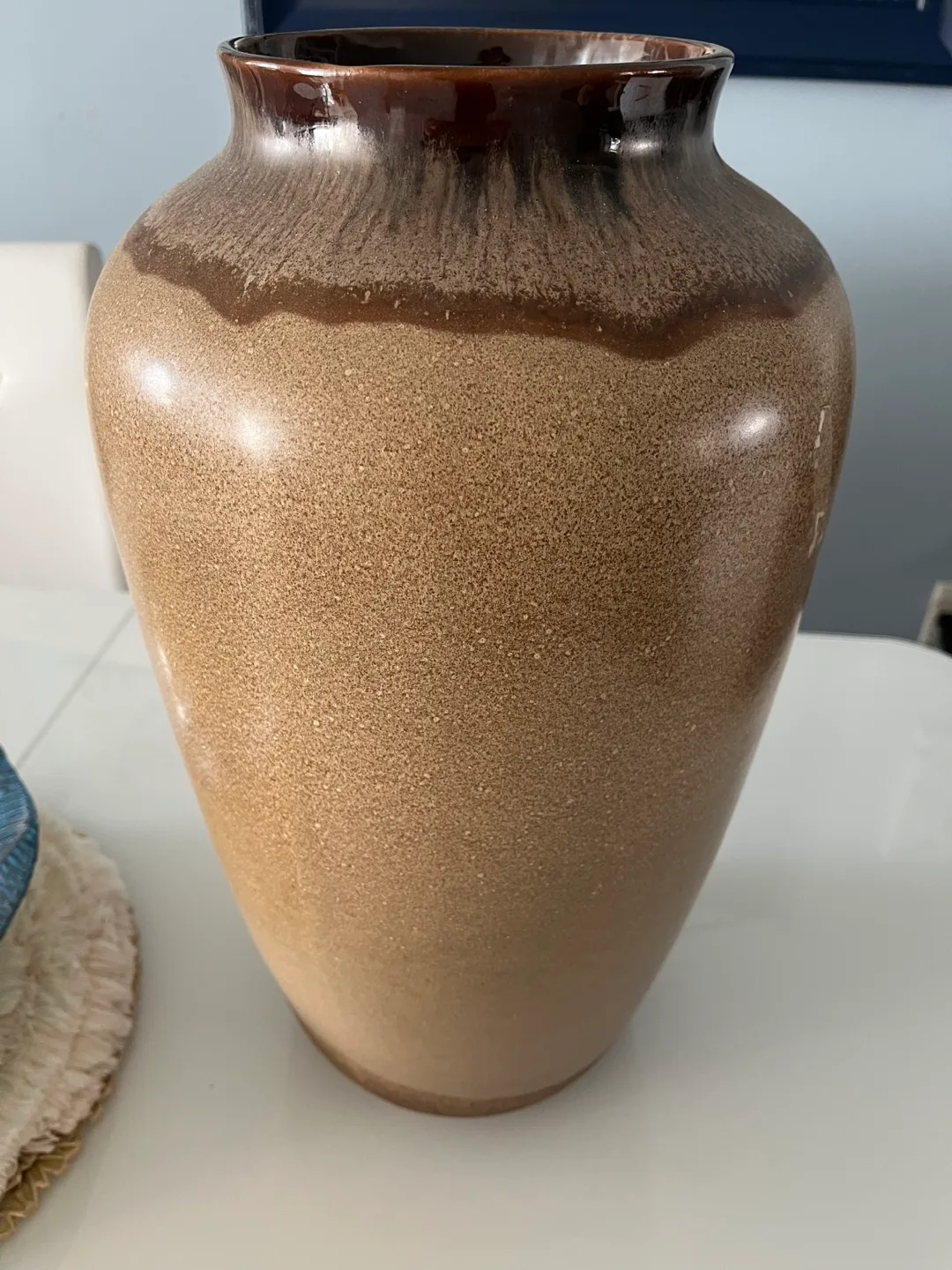 Large Brown and Beige Ceramic Vase image indicator(2)