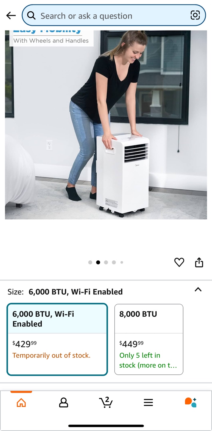 Midea 6000 BTU Portable Air Conditioner - Wi-Fi Enabled - photo 2