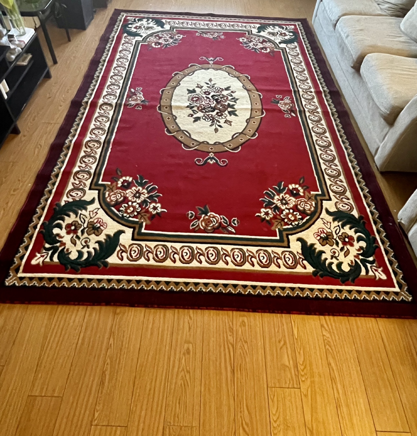 Large Red Floral Area Rug