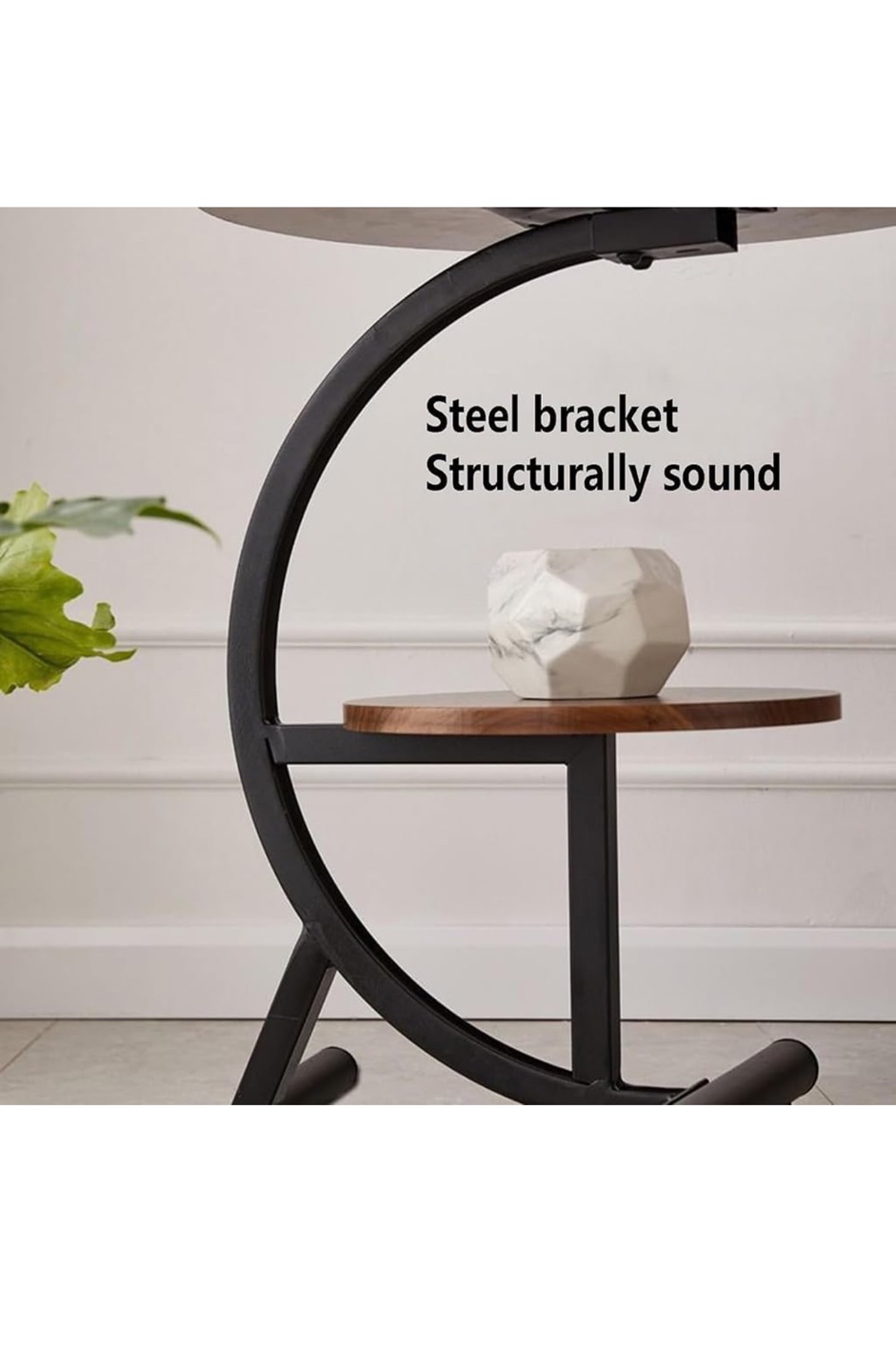 Two-Tier Round Side Table with Metal Frame - photo 2