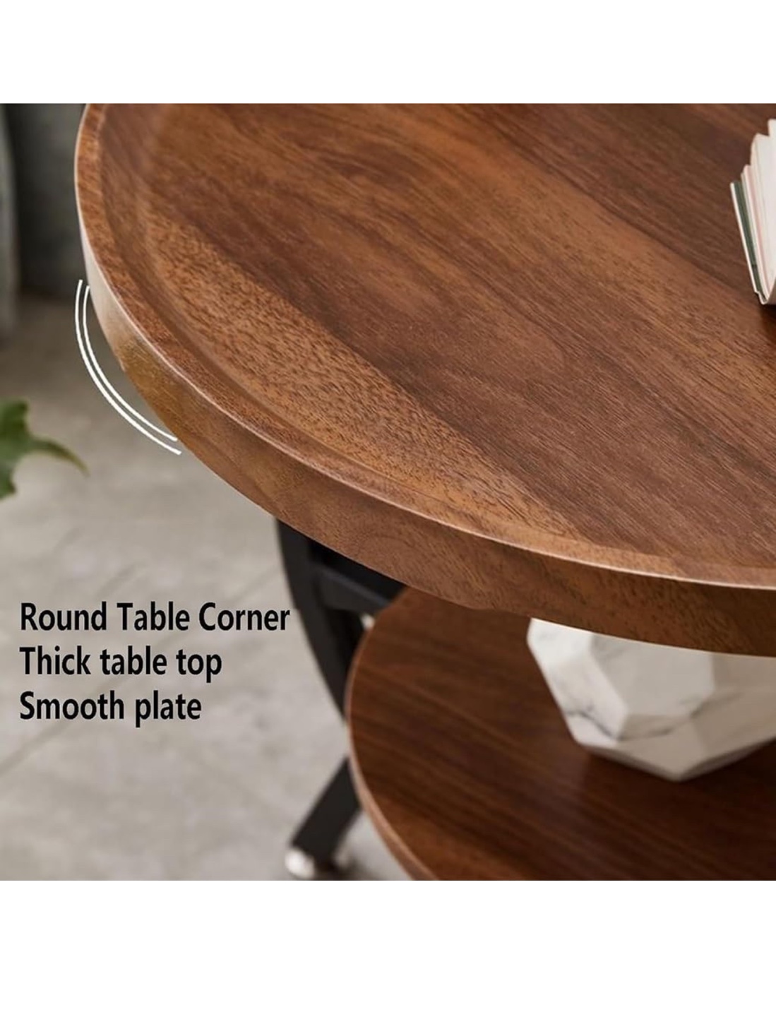 Two-Tier Round Side Table with Metal Frame - photo 3