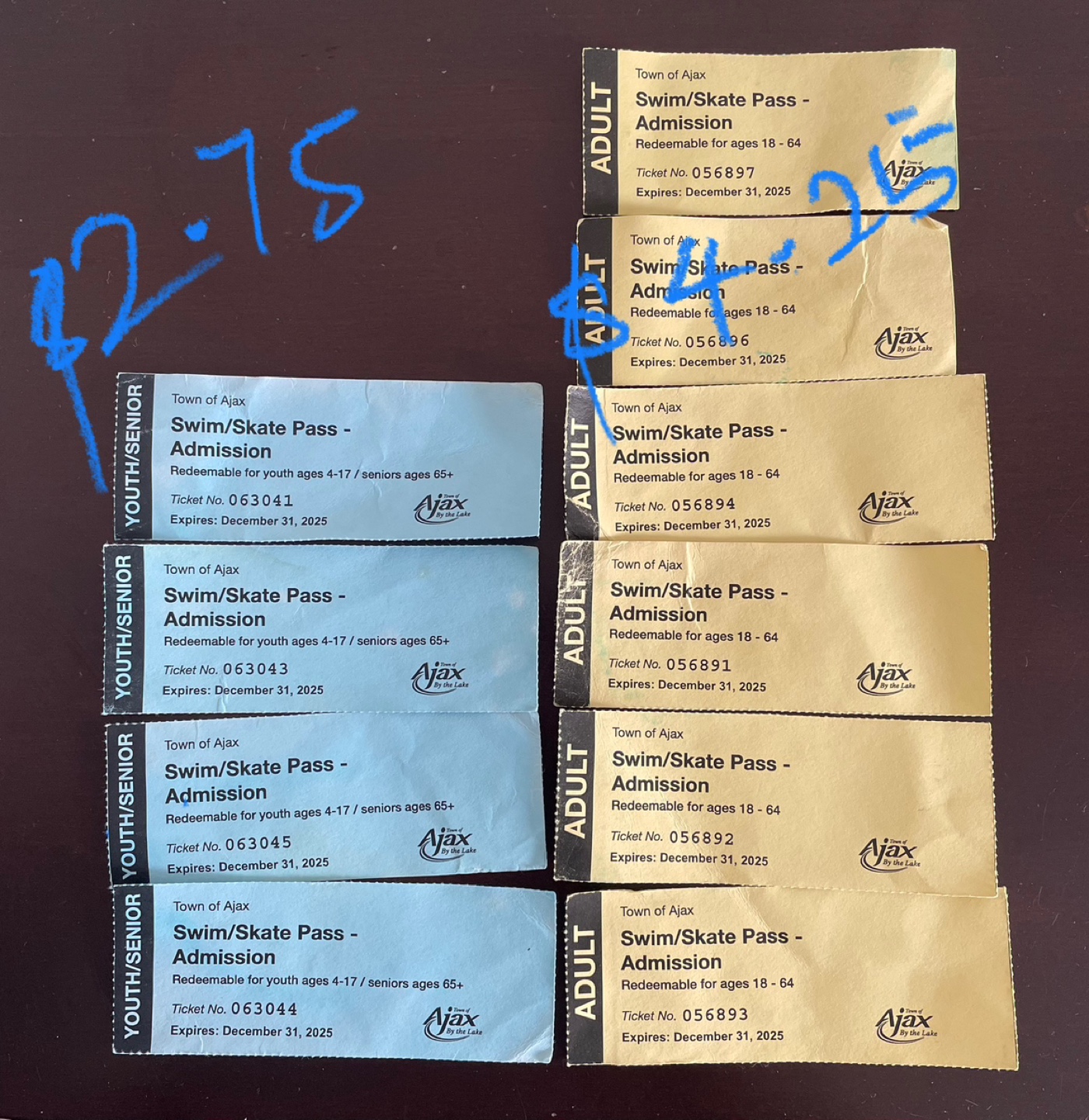 Ten Town of Ajax Swim/Skate Passes