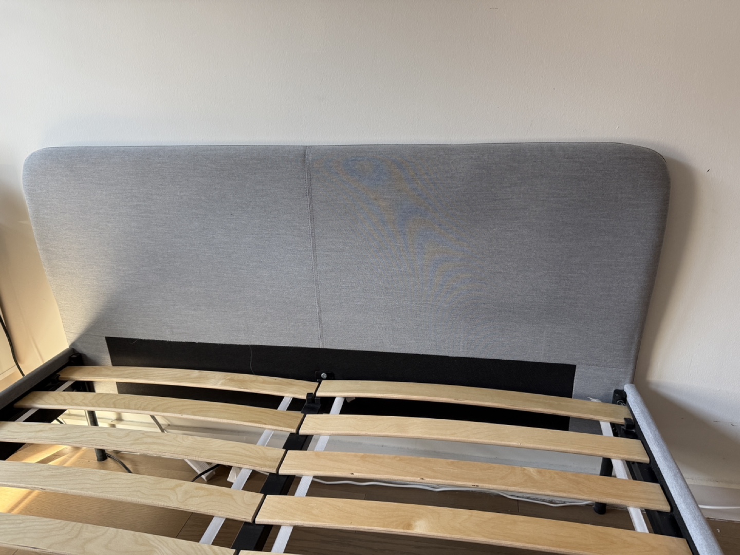 SLATTUM Full Size Upholstered Bed Frame with Wooden Slats - photo 2