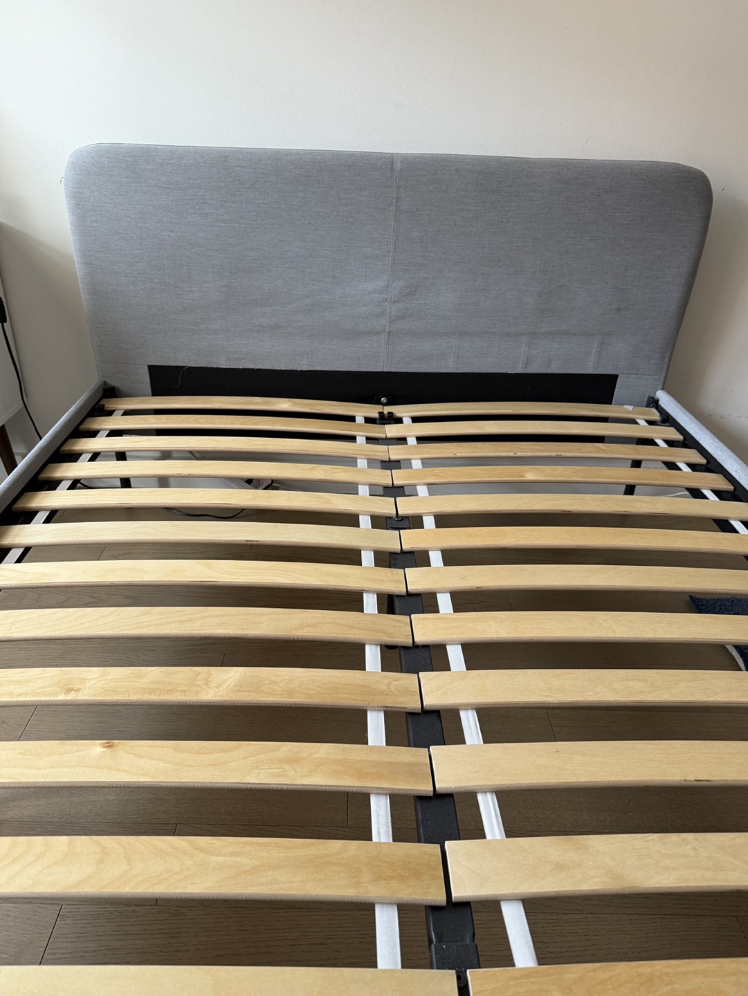 SLATTUM Full Size Upholstered Bed Frame with Wooden Slats
