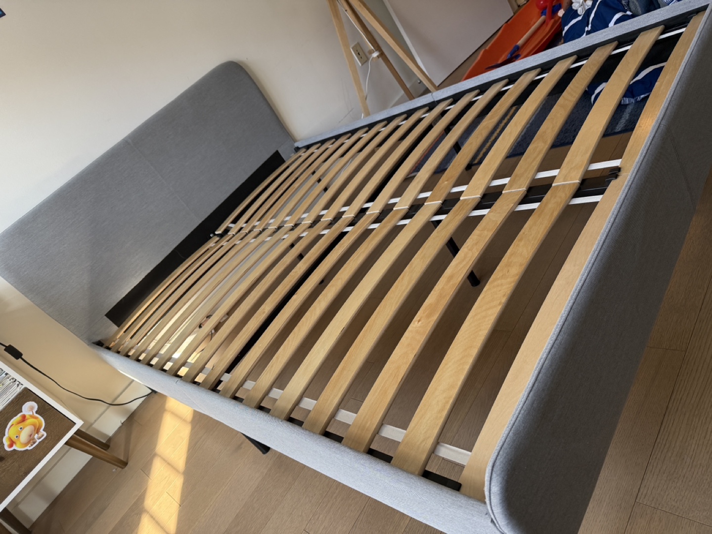 SLATTUM Full Size Upholstered Bed Frame with Wooden Slats - photo 4