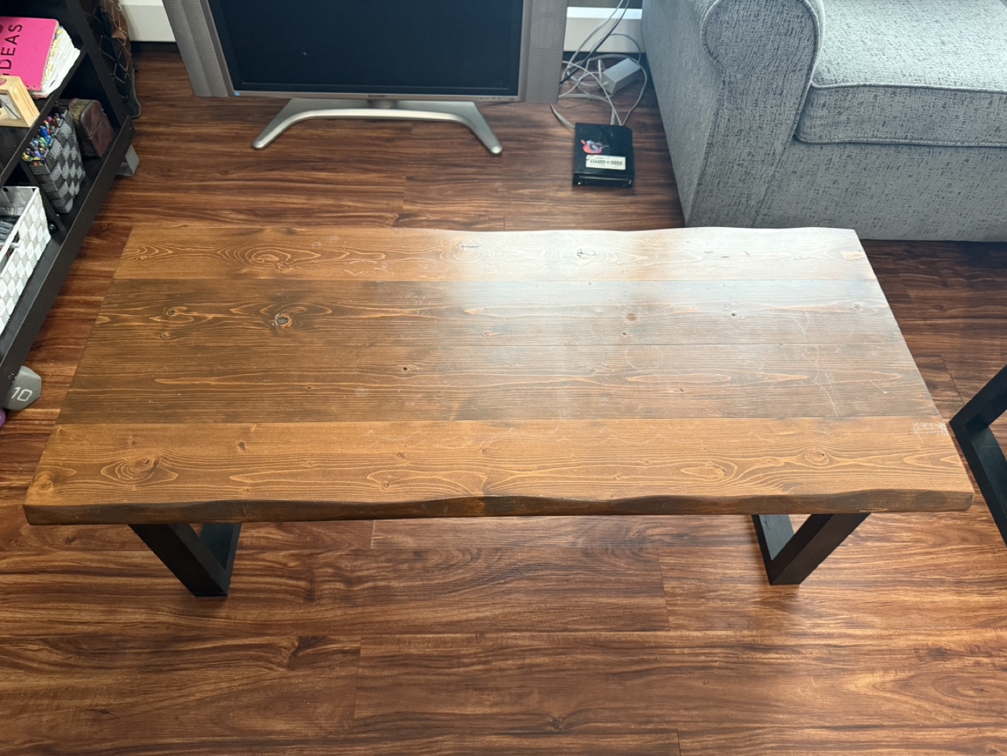 Live Edge Coffee Table Set with Black wooden Legs