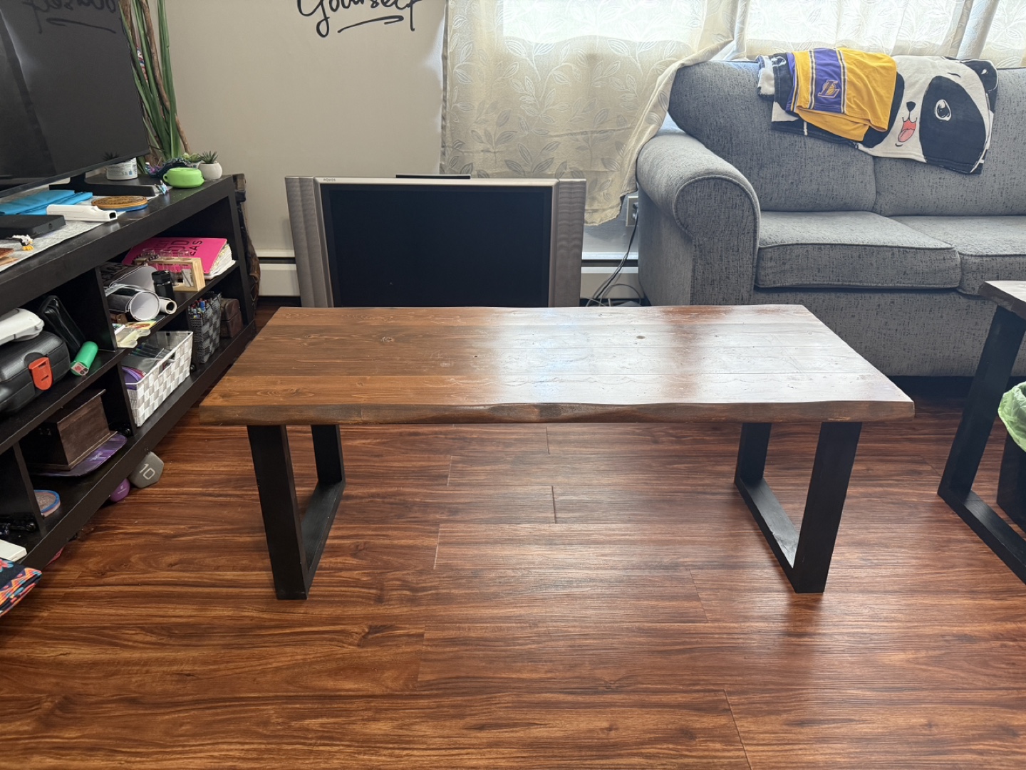 Live Edge Coffee Table Set with Black wooden Legs - photo 2