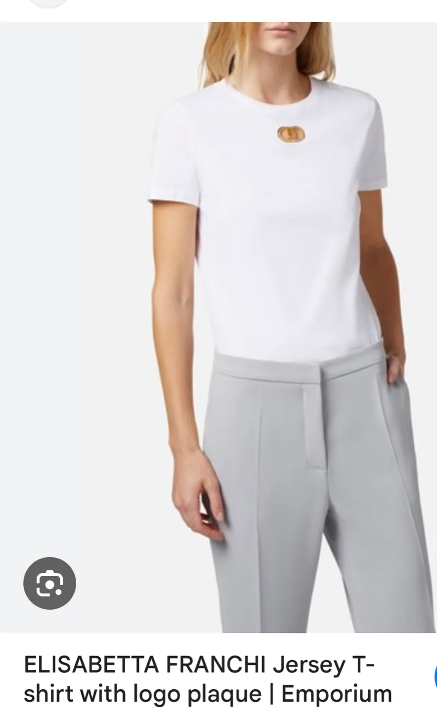 Elisabetta Franchi White Jersey T-Shirt with Logo Plaque image indicator(3)