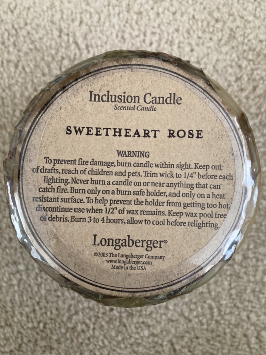 Longaberger Sweetheart Rose Inclusion Candle - photo 3