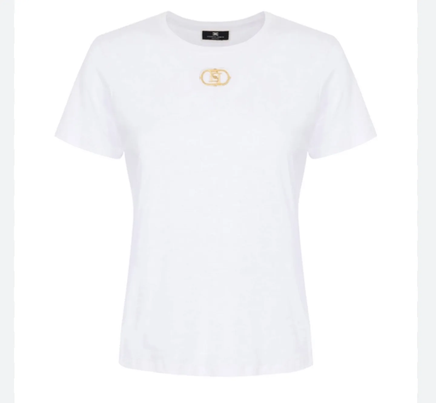 Elisabetta Franchi White Jersey T-Shirt with Logo Plaque image indicator(4)