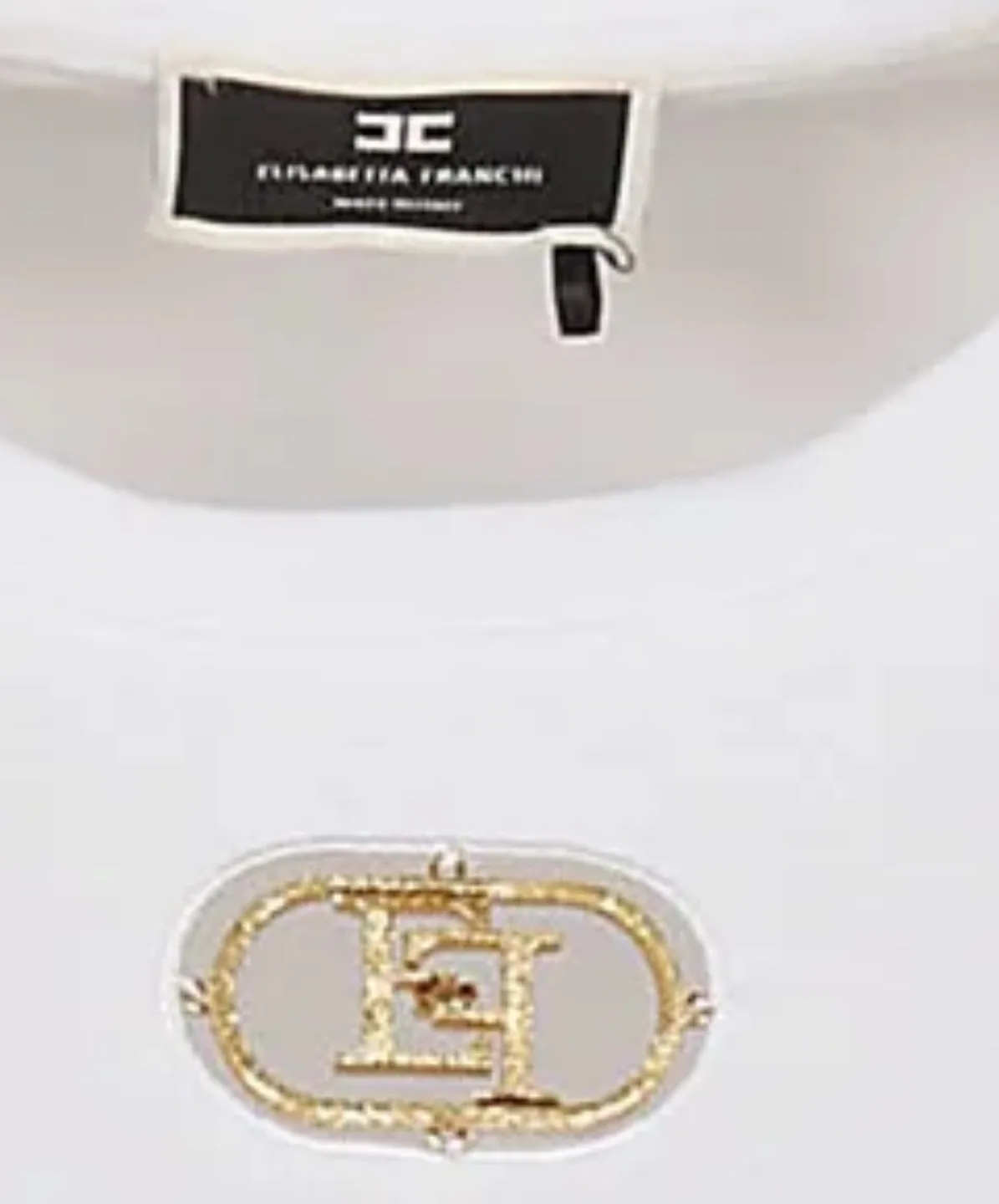 Elisabetta Franchi White Jersey T-Shirt with Logo Plaque image indicator(5)