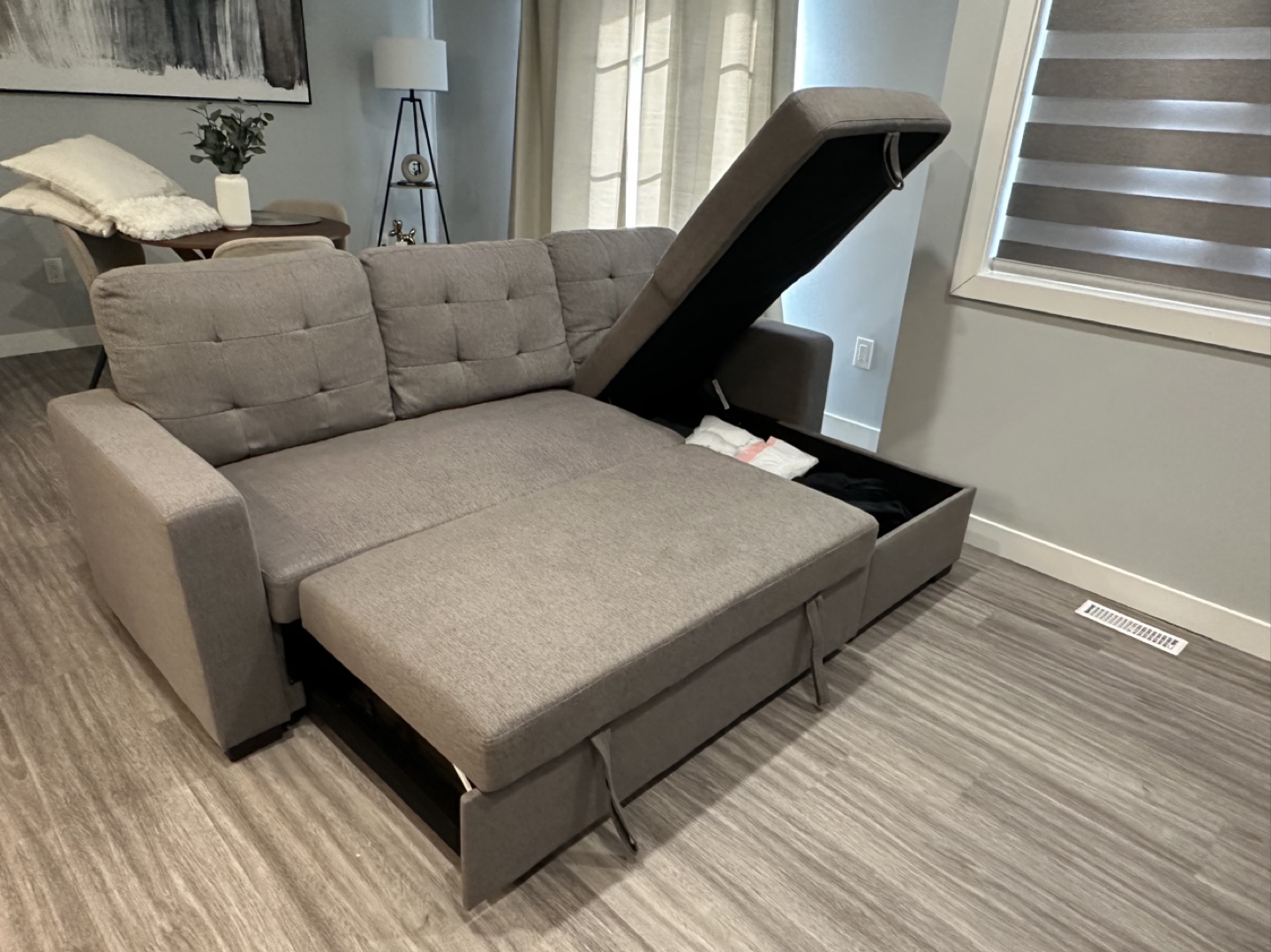 Grey Sectional Sofa bed with storage - photo 3