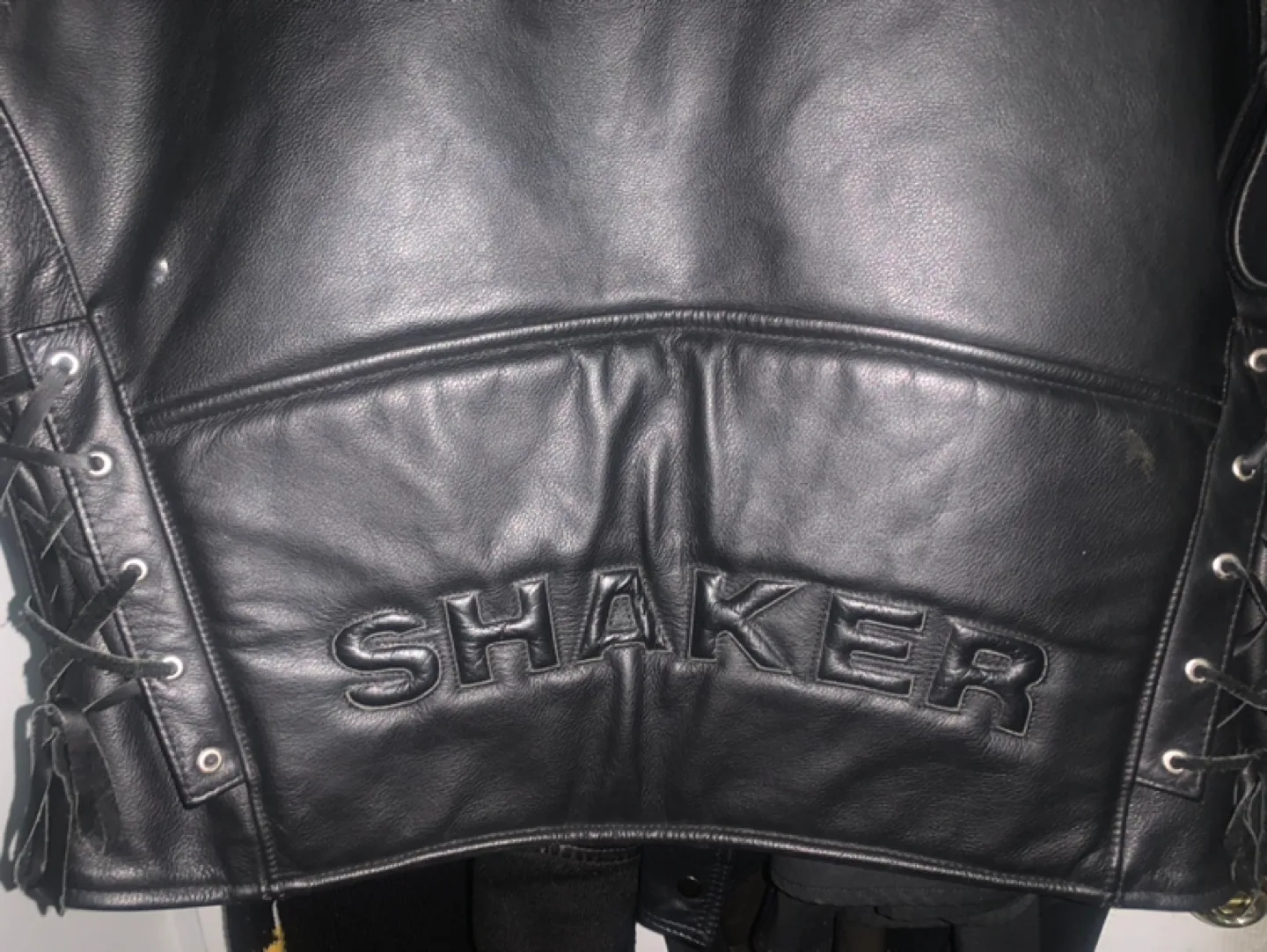 Men's Black Leather Shaker Motorcycle Jacket image indicator(6)