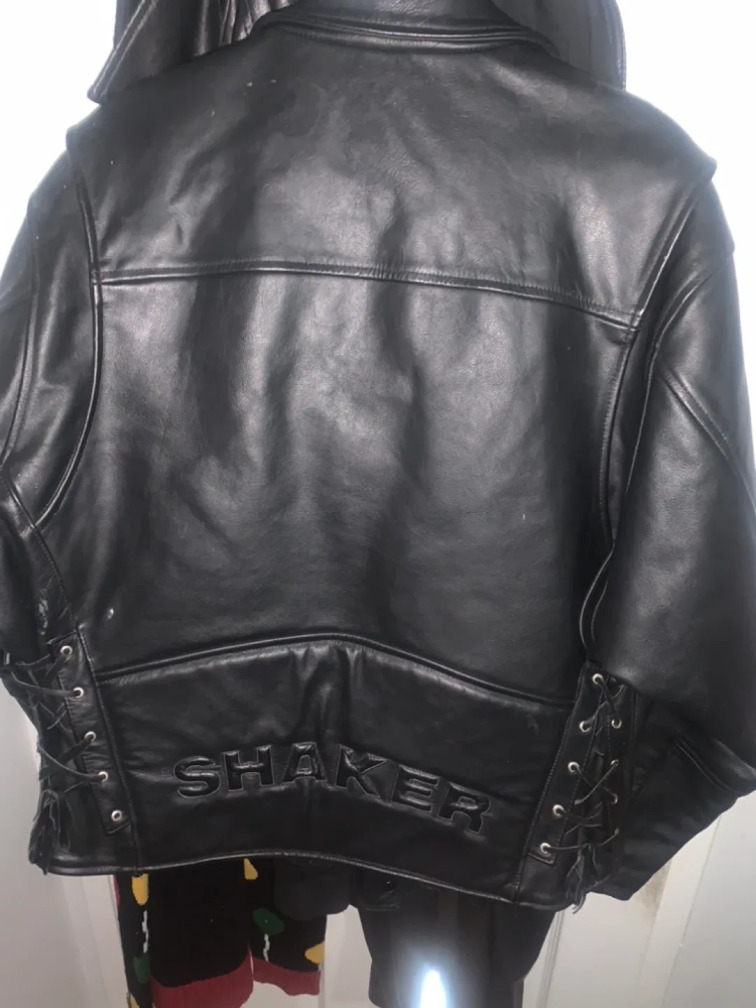 Men's Black Leather Shaker Motorcycle Jacket image indicator(3)