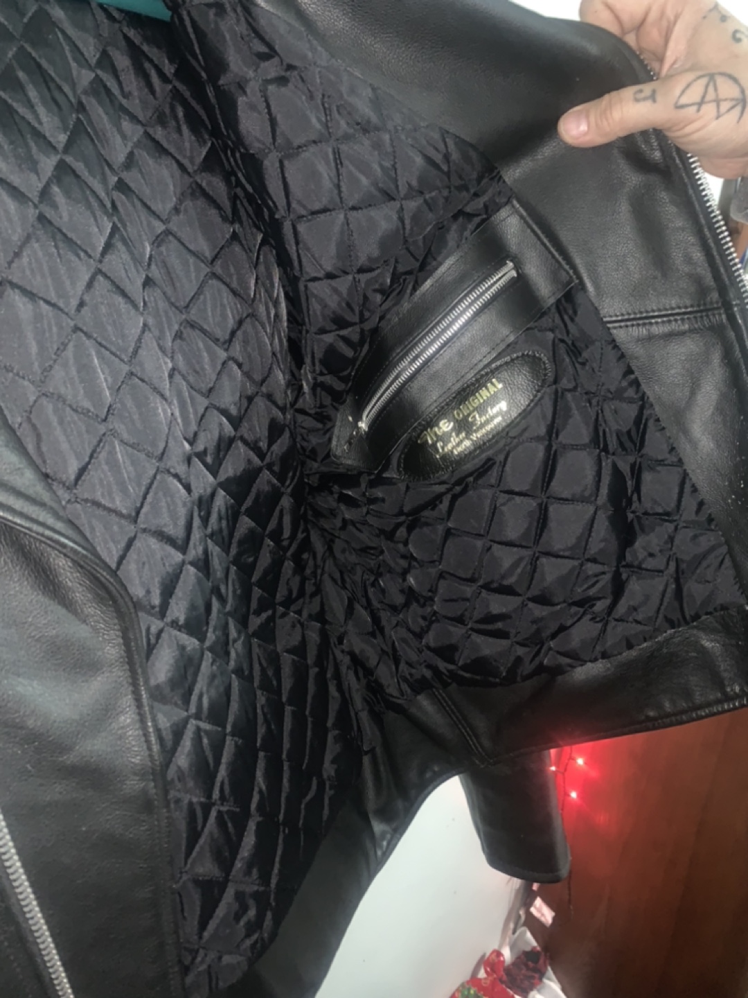 Men's Black Leather Shaker Motorcycle Jacket - photo 5