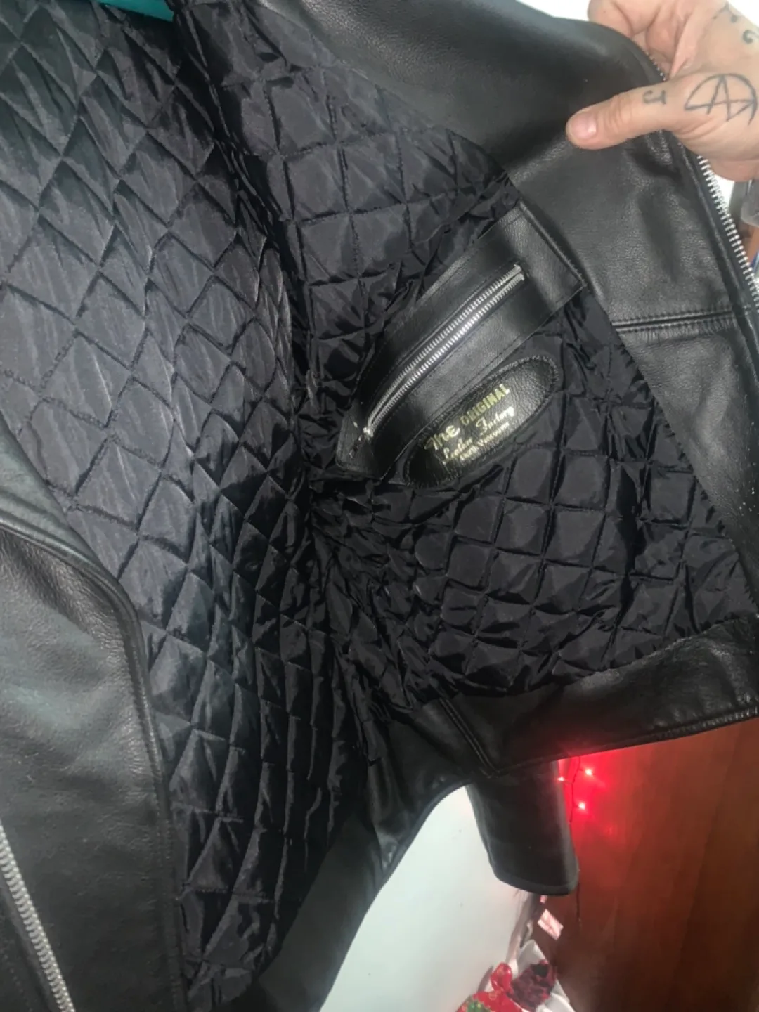 Men's Black Leather Shaker Motorcycle Jacket image indicator(5)