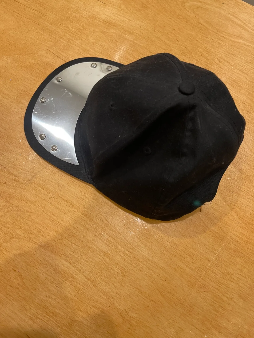 Black Baseball Cap with metal on brim image indicator(3)
