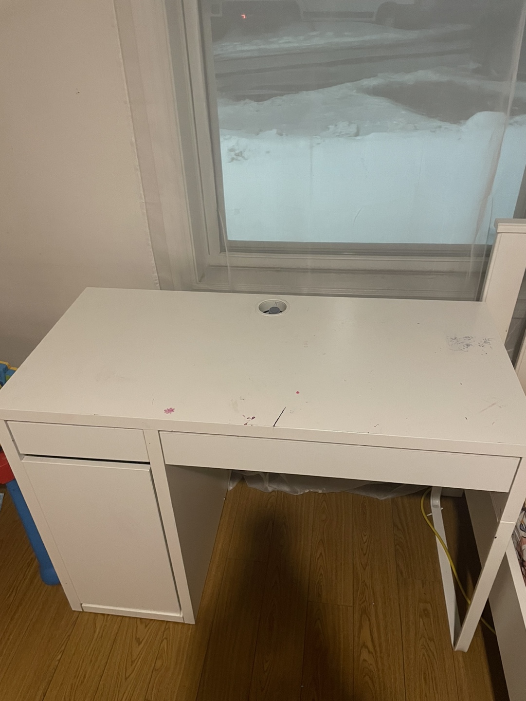 White IKEA Desk with Cabinet - photo 2