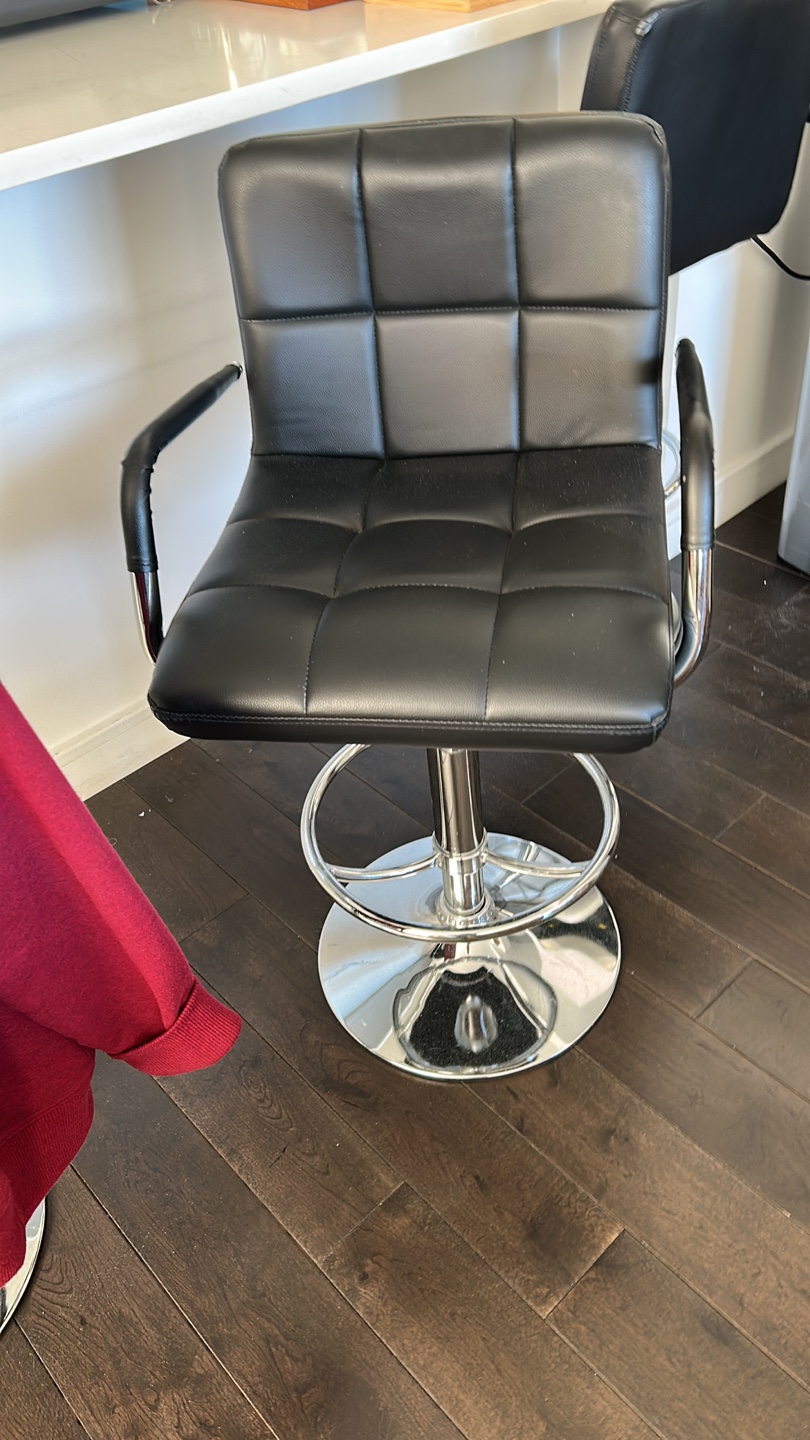 Black Bar Stool with Chrome Base - photo 2