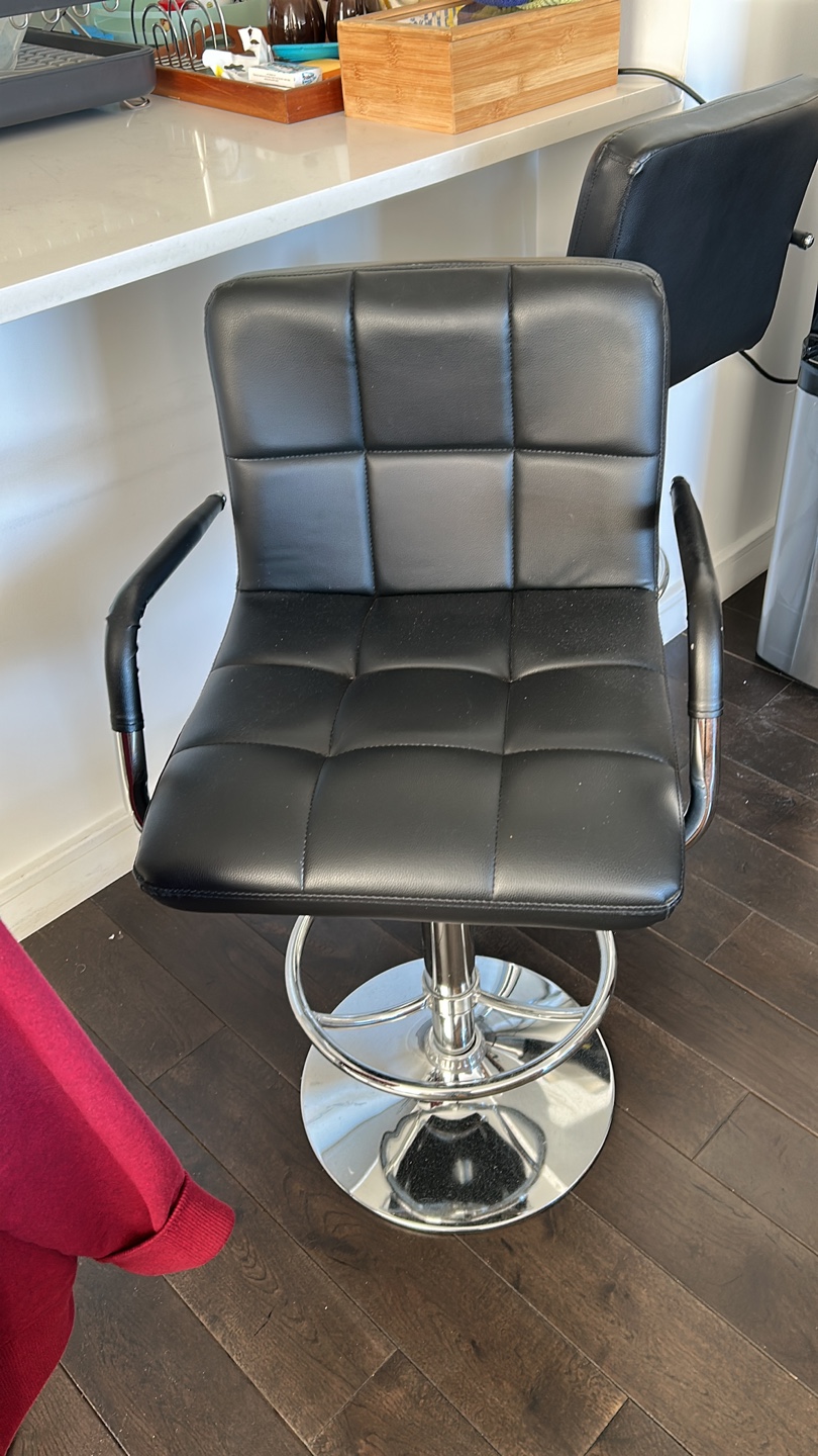 Black Bar Stool with Chrome Base
