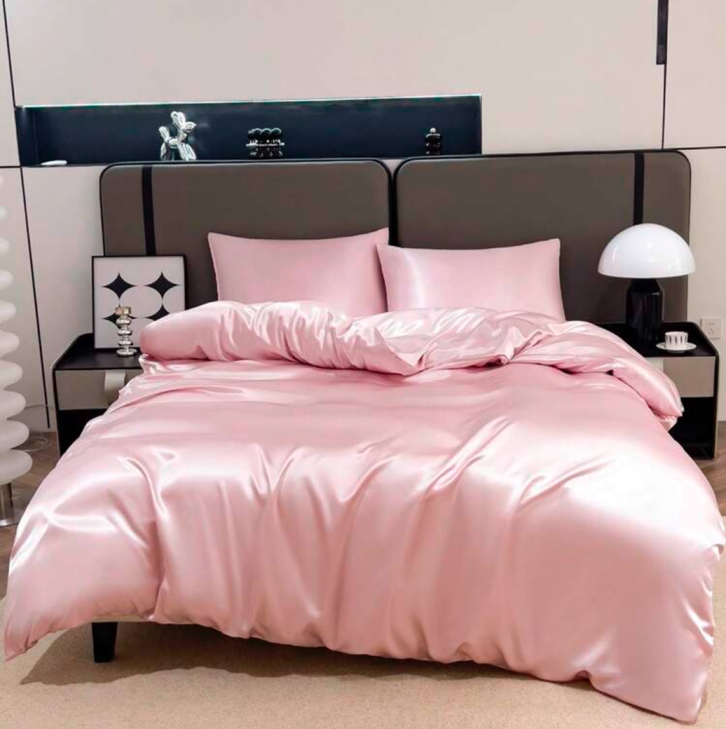 Pink Satin Duvet Cover Set