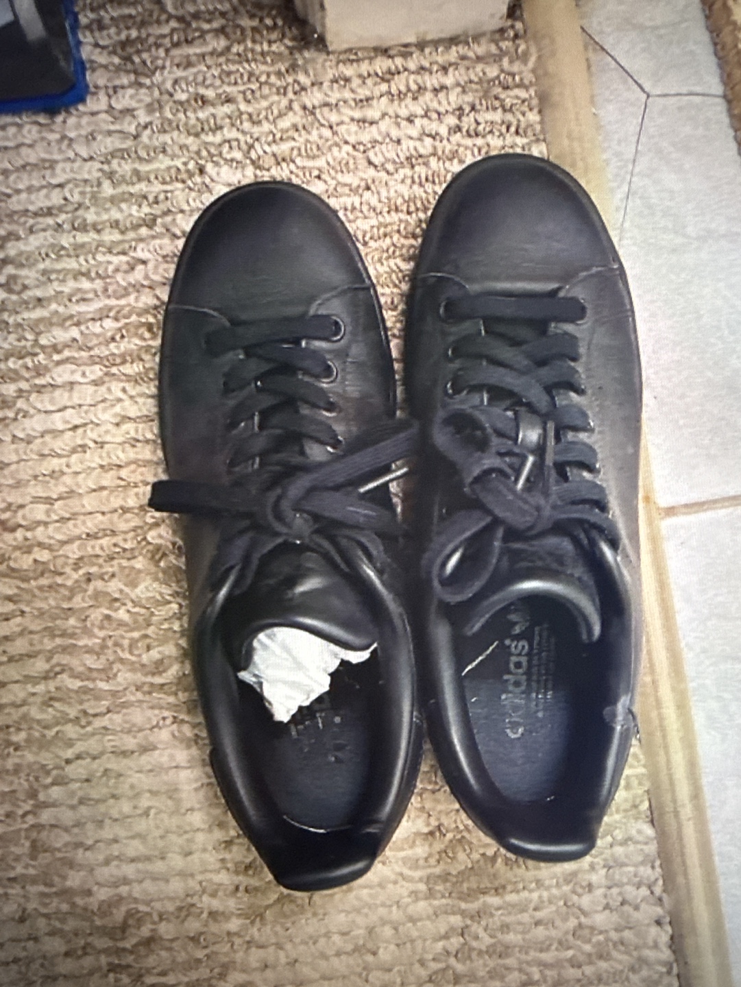 Adidas Men's Black Leather Sneakers - Size 7