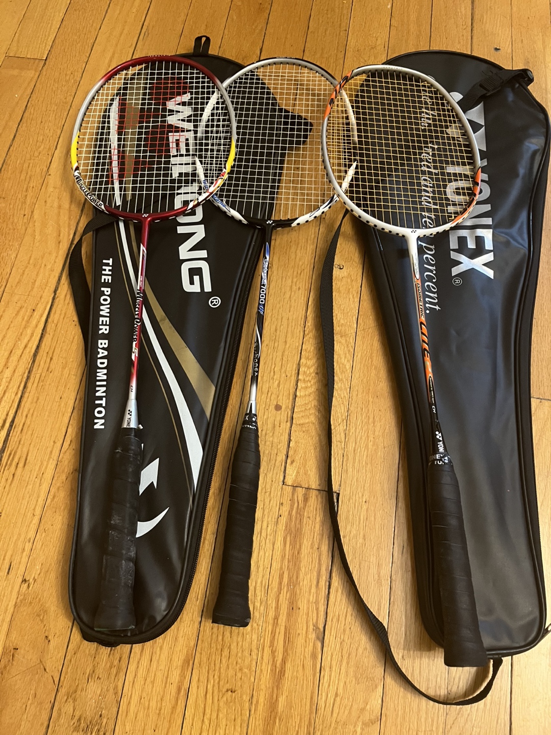3 Badminton Rackets with Bags