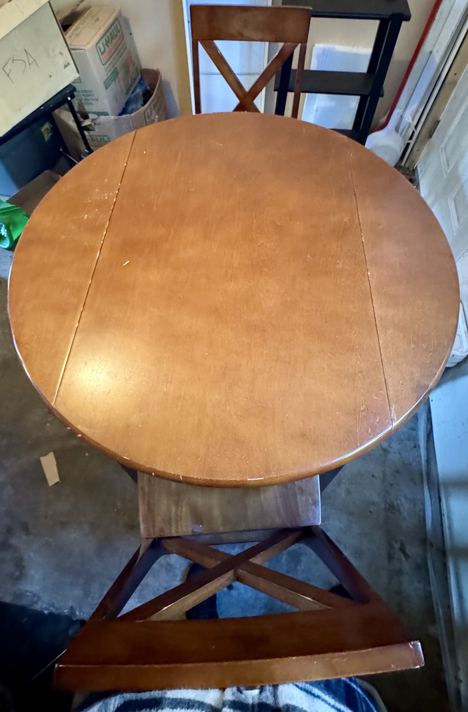 Small Wooden Drop-Leaf Table and Two Chairs - photo 3