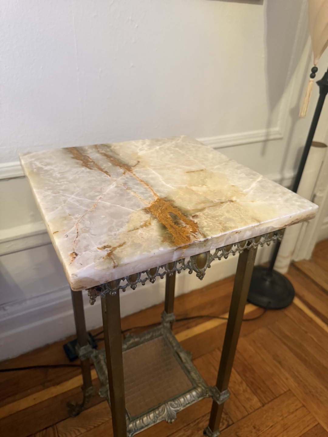 Antique Marble Top Brass side table - photo 4