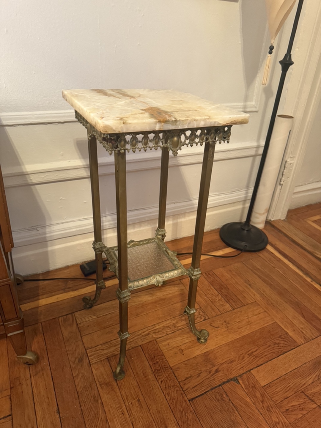 Antique Marble Top Brass side table