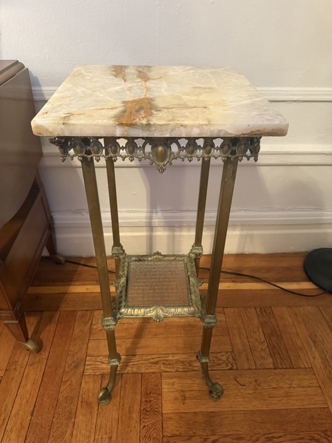 Antique Marble Top Brass side table - photo 2