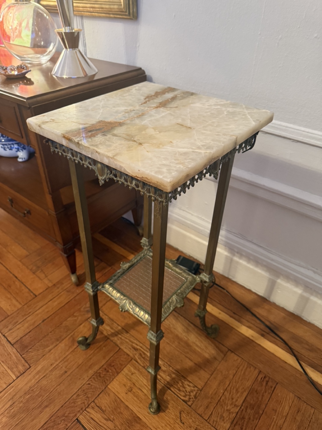 Antique Marble Top Brass side table - photo 5