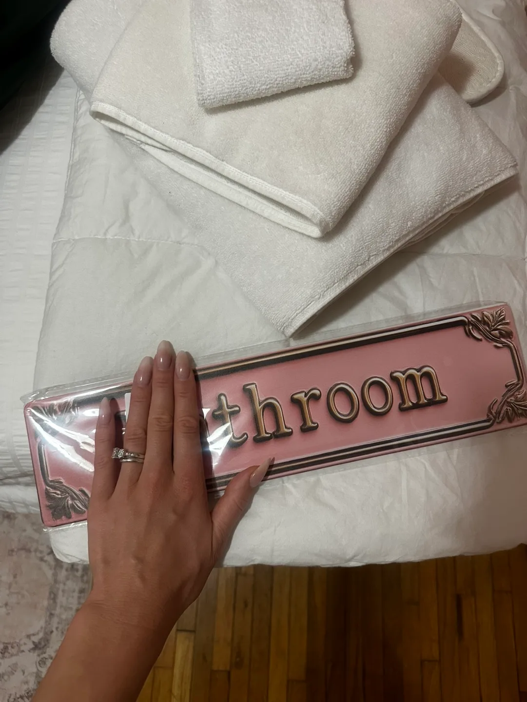 Pink Bathroom Sign - still in package #freecycle image indicator(2)