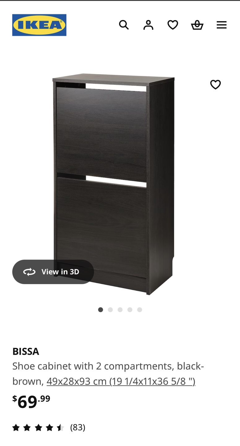 IKEA BISSA Shoe Cabinet - Black-Brown