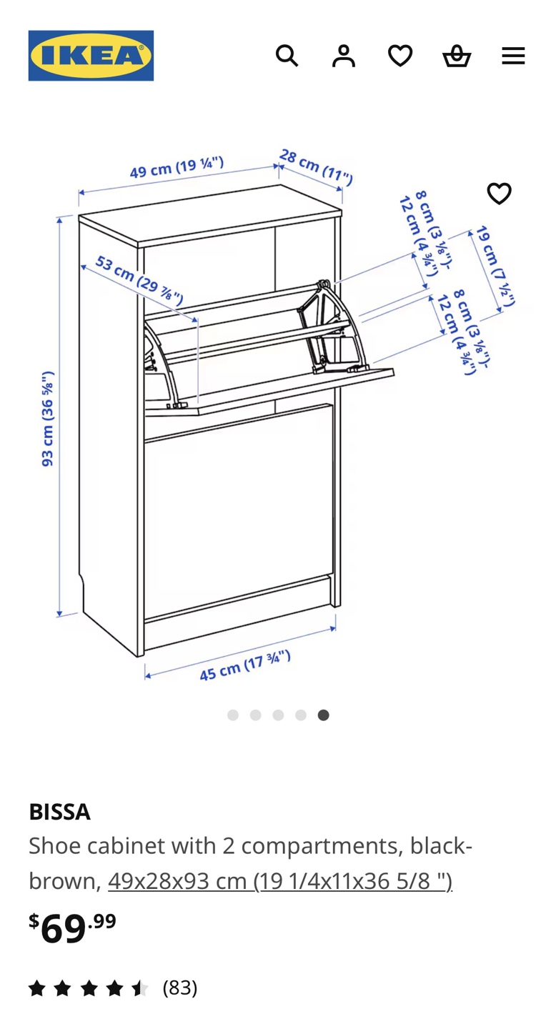 IKEA BISSA Shoe Cabinet - Black-Brown - photo 3
