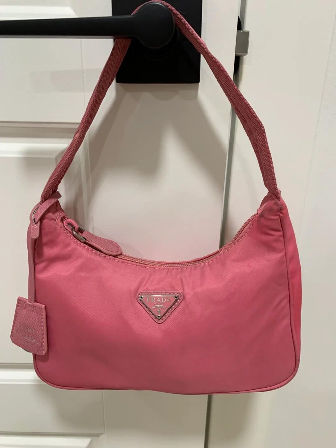 Pink Nylon Baguette Bag thumbnail