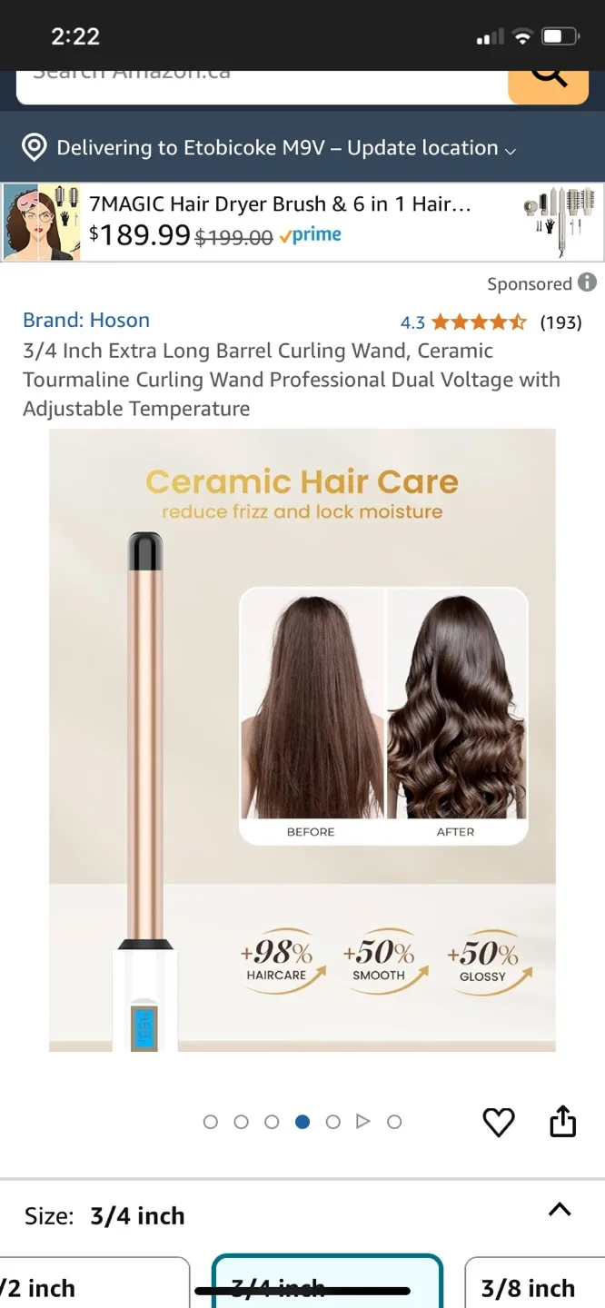 Hoson 3/4 Inch Ceramic Tourmaline Curling Wand image indicator(6)