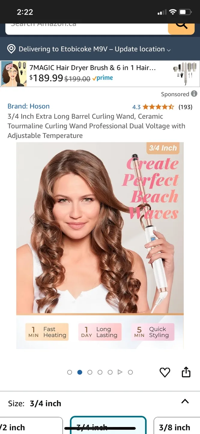 Hoson 3/4 Inch Ceramic Tourmaline Curling Wand image indicator(5)