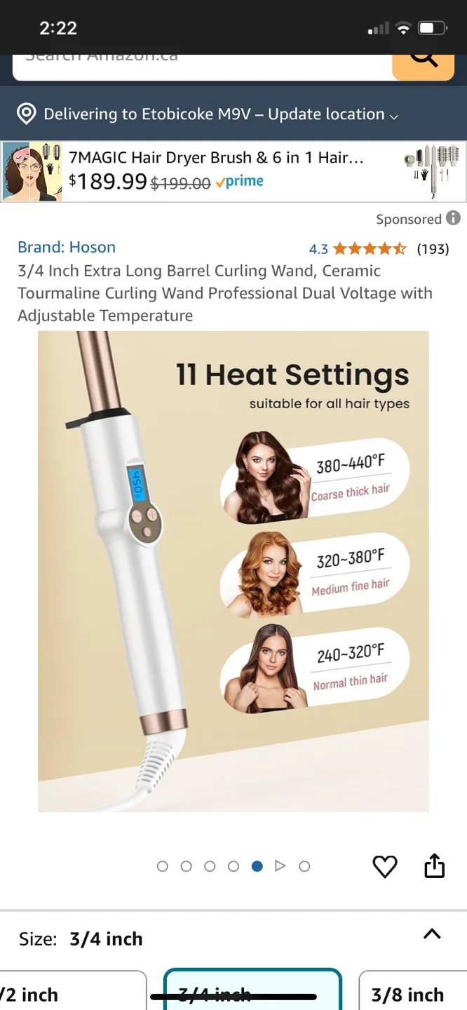 Hoson 3/4 Inch Ceramic Tourmaline Curling Wand image indicator(7)