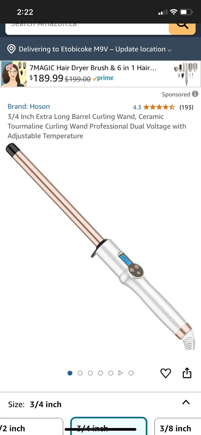 Hoson 3/4 Inch Ceramic Tourmaline Curling Wand image indicator(10)