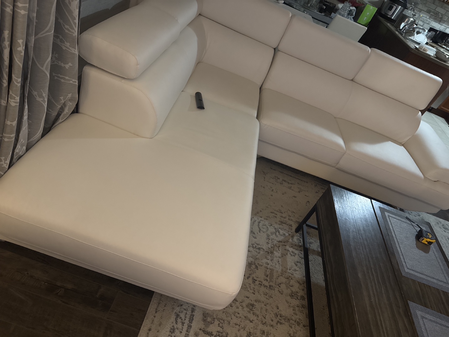 White Leather Sectional Sofa - photo 2