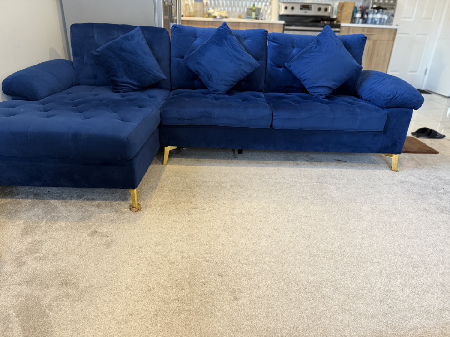 Blue Velvet Sectional Sofa