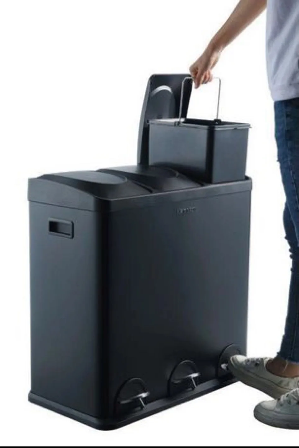 Step N’ Sort 3-Compartment recycling Bin - Black image indicator(4)