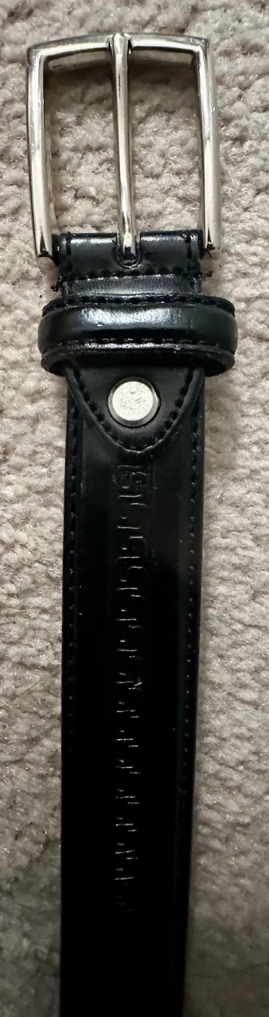 Men's Black Leather Belt with Silver Buckle image indicator(4)