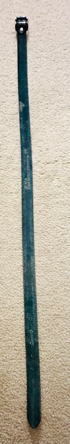 Men's Black Leather Belt with Silver Buckle image indicator(2)