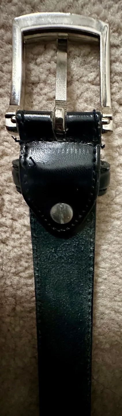 Men's Black Leather Belt with Silver Buckle image indicator(5)