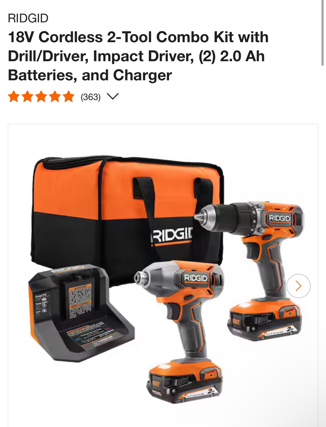 RIDGID 18V 2-Tool Combo Kit (NEW)